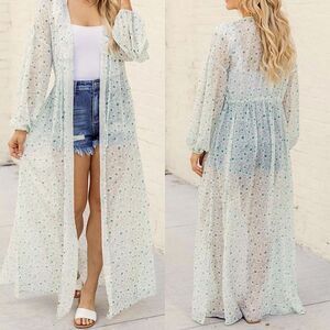 Pink Lily Cardigan Kimono Know Your Reason sheer Floral Duster festival cover S